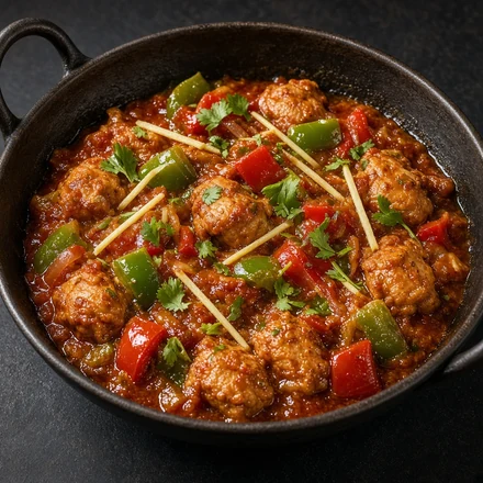 Kadahi chicken with bell peppers, ginger and cilantro in a tomato-onion masala at Lutf Indo-Pak Cuisine